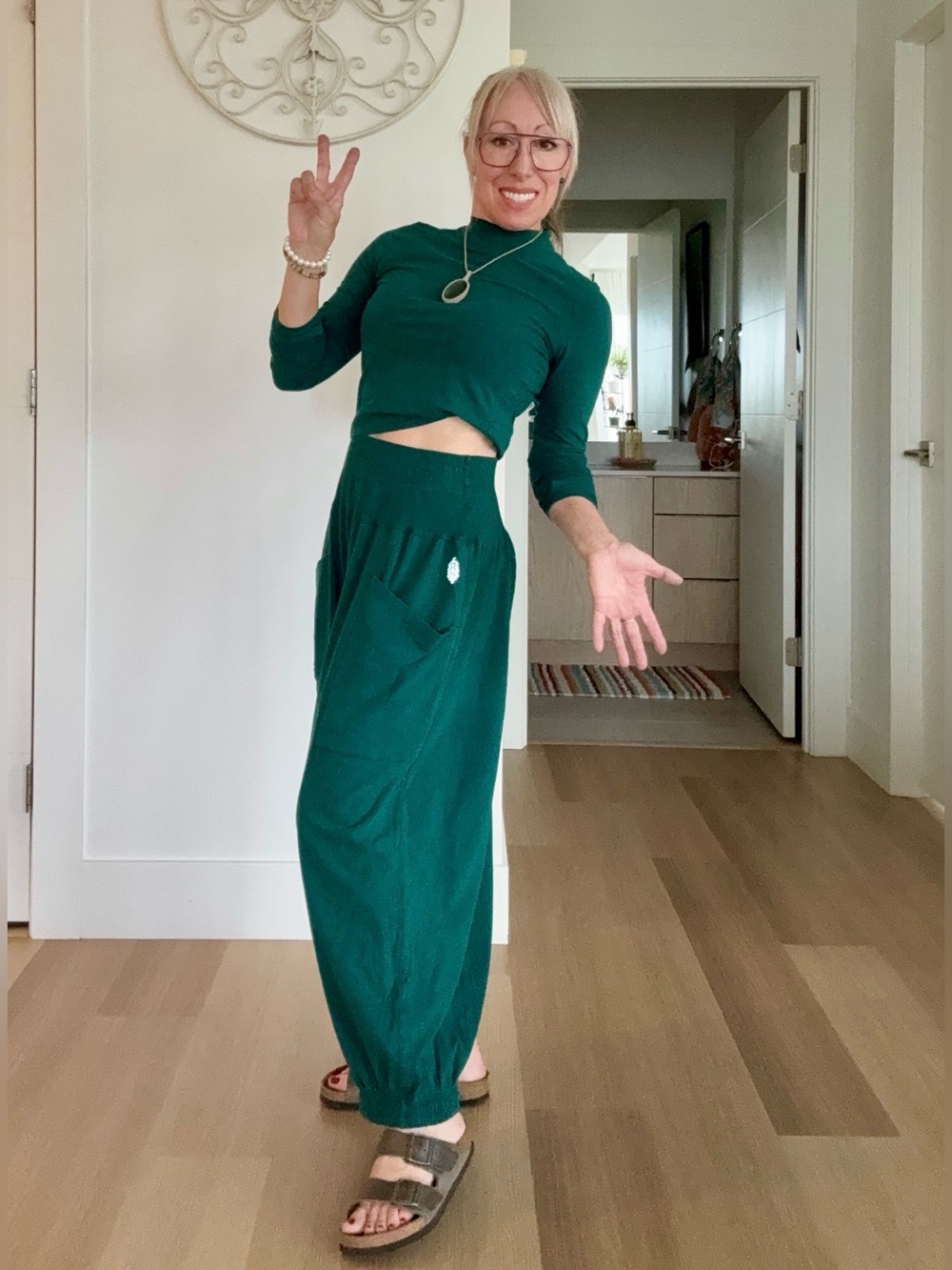 Rare colour alert!  The Up In The Air Set by Free People.  Evergreen.  Size Smal